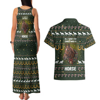 Horse All I Need For Christmas Christmas Couples Matching Tank Maxi Dress and Hawaiian Shirt Xmas Holiday Patterns - Wonder Print Shop