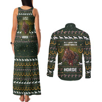 Horse All I Need For Christmas Christmas Couples Matching Tank Maxi Dress and Long Sleeve Button Shirt Xmas Holiday Patterns - Wonder Print Shop