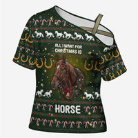 Horse All I Need For Christmas Christmas Cross Shoulder Shirt Xmas Holiday Patterns - Wonder Print Shop