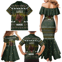 Horse All I Need For Christmas Christmas Family Matching Mermaid Dress and Hawaiian Shirt Xmas Holiday Patterns - Wonder Print Shop