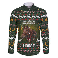 Horse All I Need For Christmas Christmas Family Matching Off The Shoulder Long Sleeve Dress and Hawaiian Shirt Xmas Holiday Patterns - Wonder Print Shop