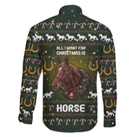 Horse All I Need For Christmas Christmas Family Matching Off The Shoulder Long Sleeve Dress and Hawaiian Shirt Xmas Holiday Patterns - Wonder Print Shop
