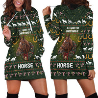 Horse All I Need For Christmas Christmas Hoodie Dress Xmas Holiday Patterns - Wonder Print Shop