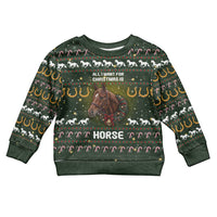 Horse All I Need For Christmas Kid Ugly Christmas Sweater Xmas Holiday Patterns - Wonder Print Shop