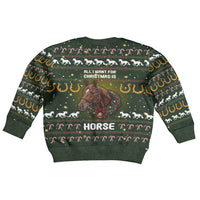 Horse All I Need For Christmas Kid Ugly Christmas Sweater Xmas Holiday Patterns - Wonder Print Shop