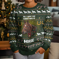 Horse All I Need For Christmas Kid Ugly Christmas Sweater Xmas Holiday Patterns - Wonder Print Shop