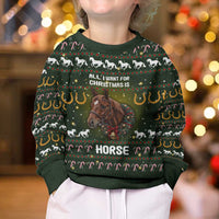 Horse All I Need For Christmas Kid Ugly Christmas Sweater Xmas Holiday Patterns - Wonder Print Shop