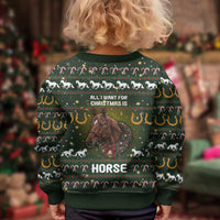 Horse All I Need For Christmas Kid Ugly Christmas Sweater Xmas Holiday Patterns - Wonder Print Shop
