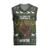 Horse All I Need For Christmas Christmas Knitted V-Neck Vest Xmas Holiday Patterns - Wonder Print Shop