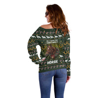 Horse All I Need For Christmas Christmas Off Shoulder Sweater Xmas Holiday Patterns - Wonder Print Shop