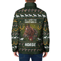 Horse All I Need For Christmas Christmas Padded Jacket Xmas Holiday Patterns - Wonder Print Shop