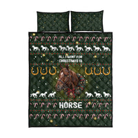 Horse All I Need For Christmas Christmas Quilt Bed Set Xmas Holiday Patterns - Wonder Print Shop