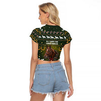 Horse All I Need For Christmas Christmas Raglan Cropped T Shirt Xmas Holiday Patterns - Wonder Print Shop