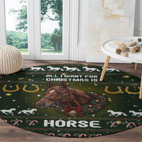 Horse All I Need For Christmas Christmas Round Carpet Xmas Holiday Patterns - Wonder Print Shop