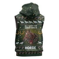 Horse All I Need For Christmas Christmas Sleeveless Hoodie Xmas Holiday Patterns - Wonder Print Shop