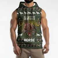 Horse All I Need For Christmas Christmas Sleeveless Hoodie Xmas Holiday Patterns - Wonder Print Shop