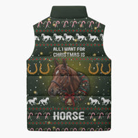 Horse All I Need For Christmas Christmas Sleeveless Puffer Jacket Xmas Holiday Patterns - Wonder Print Shop
