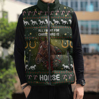Horse All I Need For Christmas Christmas Sleeveless Puffer Jacket Xmas Holiday Patterns - Wonder Print Shop