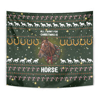Horse All I Need For Christmas Christmas Tapestry Xmas Holiday Patterns - Wonder Print Shop
