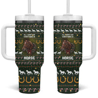 Horse All I Need For Christmas Christmas Tumbler With Handle Xmas Holiday Patterns - Wonder Print Shop