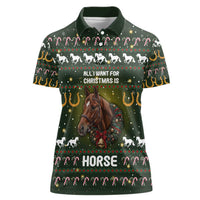 Horse All I Need For Christmas Christmas Women Polo Shirt Xmas Holiday Patterns - Wonder Print Shop