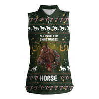 Horse All I Need For Christmas Christmas Women Sleeveless Polo Shirt Xmas Holiday Patterns - Wonder Print Shop