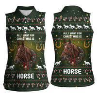 Horse All I Need For Christmas Christmas Women Sleeveless Polo Shirt Xmas Holiday Patterns - Wonder Print Shop