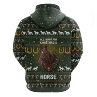 Horse All I Need For Christmas Christmas Zip Hoodie Xmas Holiday Patterns - Wonder Print Shop