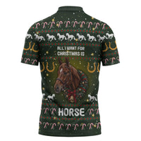 Horse All I Need For Christmas Christmas Zipper Polo Shirt Xmas Holiday Patterns - Wonder Print Shop