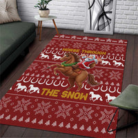 Horse Through The Snow Christmas Design Area Rug Xmas Holiday Patterns - Wonder Print Shop