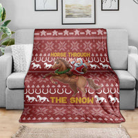 Horse Through The Snow Christmas Design Blanket Xmas Holiday Patterns - Wonder Print Shop