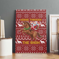 Horse Through The Snow Christmas Design Canvas Wall Art Xmas Holiday Patterns - Wonder Print Shop