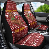 Horse Through The Snow Christmas Design Car Seat Cover Xmas Holiday Patterns - Wonder Print Shop