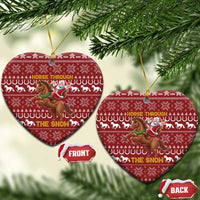 Horse Through The Snow Christmas Design Ceramic Ornament Xmas Holiday Patterns - Wonder Print Shop