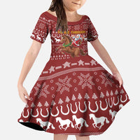 Horse Through The Snow Christmas Design Family Matching Long Sleeve Bodycon Dress and Hawaiian Shirt Xmas Holiday Patterns - Wonder Print Shop