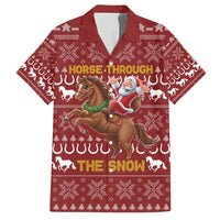 Horse Through The Snow Christmas Design Family Matching Long Sleeve Bodycon Dress and Hawaiian Shirt Xmas Holiday Patterns - Wonder Print Shop