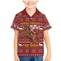 Horse Through The Snow Christmas Design Family Matching Mermaid Dress and Hawaiian Shirt Xmas Holiday Patterns - Wonder Print Shop