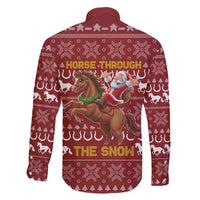 Horse Through The Snow Christmas Design Family Matching Short Sleeve Bodycon Dress and Hawaiian Shirt Xmas Holiday Patterns - Wonder Print Shop