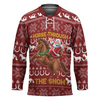 Horse Through The Snow Christmas Design Hockey Jersey Xmas Holiday Patterns - Wonder Print Shop
