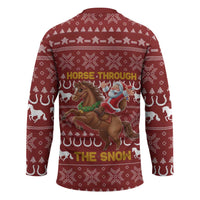 Horse Through The Snow Christmas Design Hockey Jersey Xmas Holiday Patterns - Wonder Print Shop