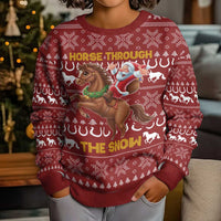 Horse Through The Snow Christmas Design Kid Ugly Christmas Sweater Xmas Holiday Patterns - Wonder Print Shop