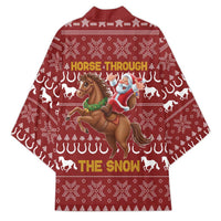 Horse Through The Snow Christmas Design Kimono Xmas Holiday Patterns - Wonder Print Shop