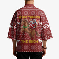 Horse Through The Snow Christmas Design Kimono Xmas Holiday Patterns - Wonder Print Shop