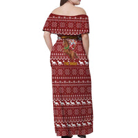 Horse Through The Snow Christmas Design Off Shoulder Maxi Dress Xmas Holiday Patterns - Wonder Print Shop