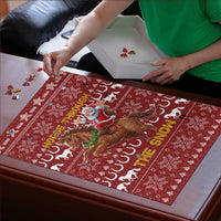 Horse Through The Snow Christmas Design Puzzle Xmas Holiday Patterns - Wonder Print Shop