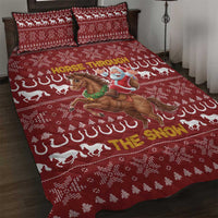 Horse Through The Snow Christmas Design Quilt Bed Set Xmas Holiday Patterns - Wonder Print Shop