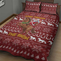 Horse Through The Snow Christmas Design Quilt Bed Set Xmas Holiday Patterns - Wonder Print Shop