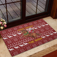 Horse Through The Snow Christmas Design Rubber Doormat Xmas Holiday Patterns - Wonder Print Shop