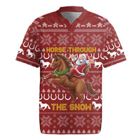 Horse Through The Snow Christmas Design Rugby Jersey Xmas Holiday Patterns - Wonder Print Shop