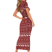 Horse Through The Snow Christmas Design Short Sleeve Bodycon Dress Xmas Holiday Patterns - Wonder Print Shop